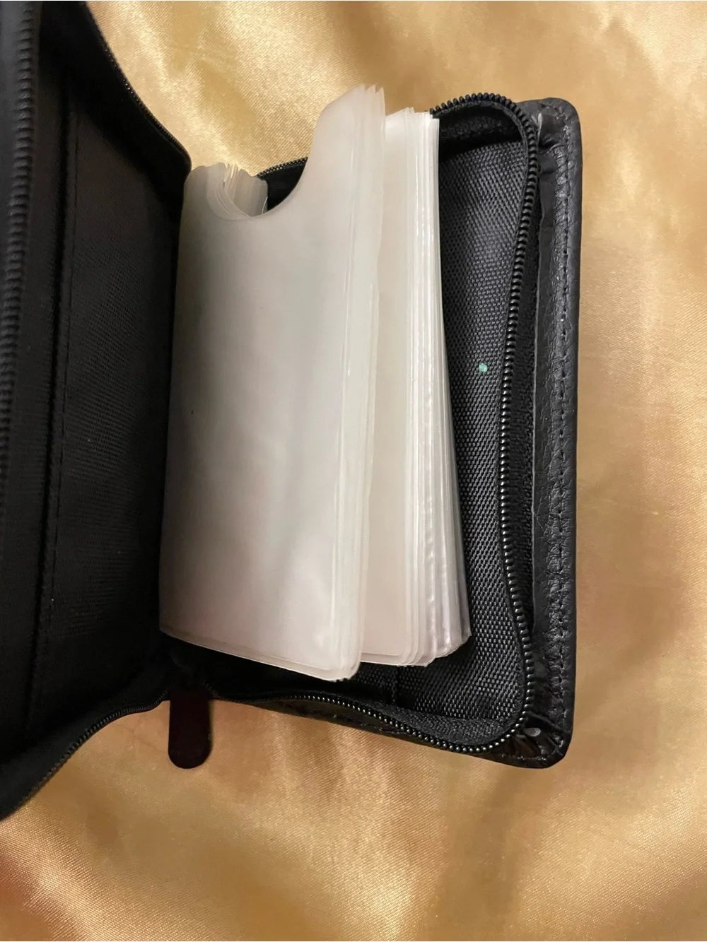 Leather Trifold Card Wallet - Black